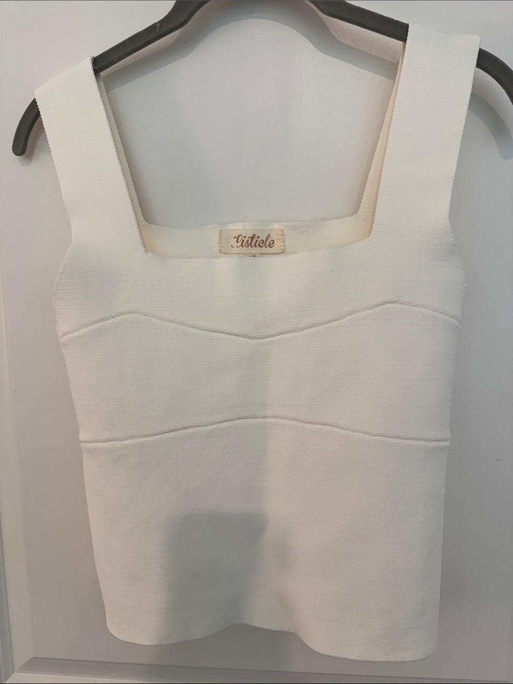 NWOT Listicle Ivory Square Neck Sleeveless Top